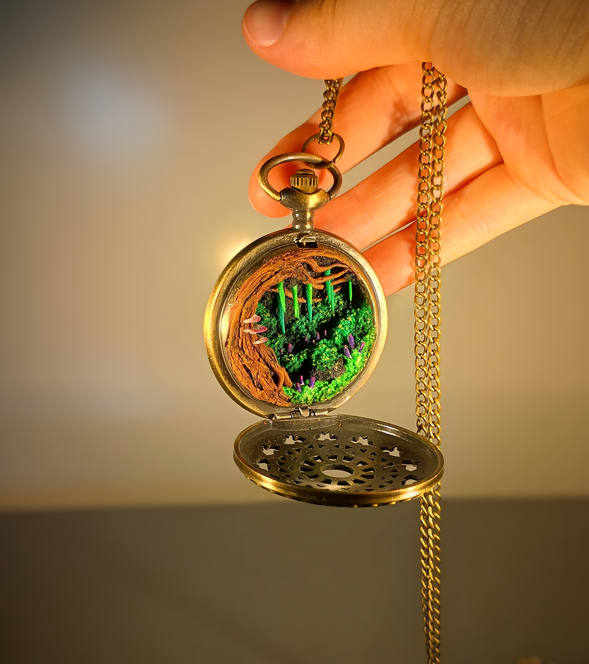 Glowing Mushroom Grove - Pocket Watch