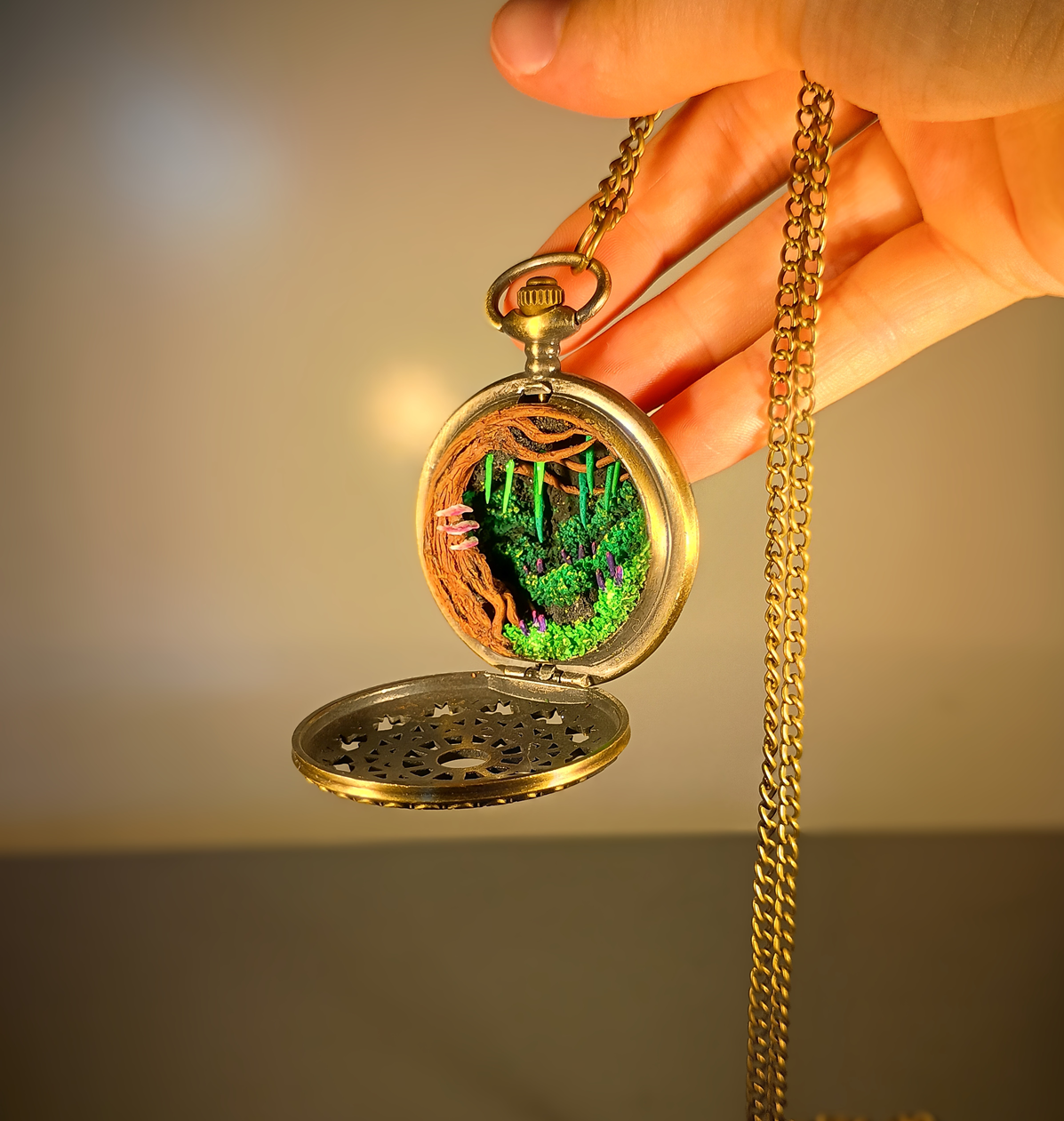 Glowing Mushroom Grove - Pocket Watch