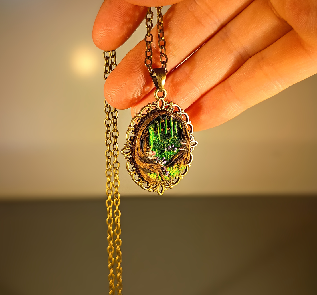 Glowing Mushroom Grove - Necklace
